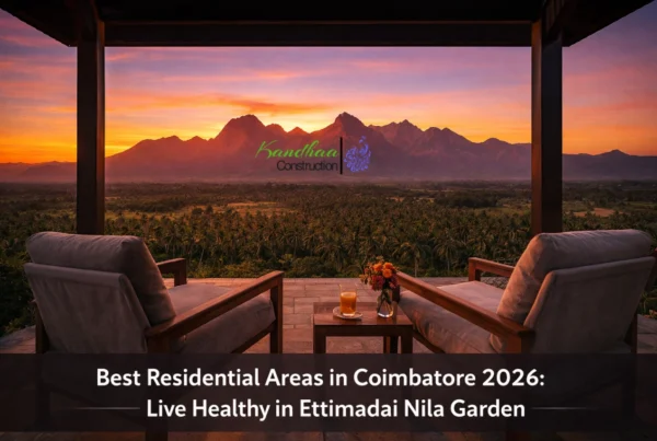 A premium residential mountain-view sit-out at Nila Garden. Ranking Ettimadai among the best residential areas in Coimbatore 2026.